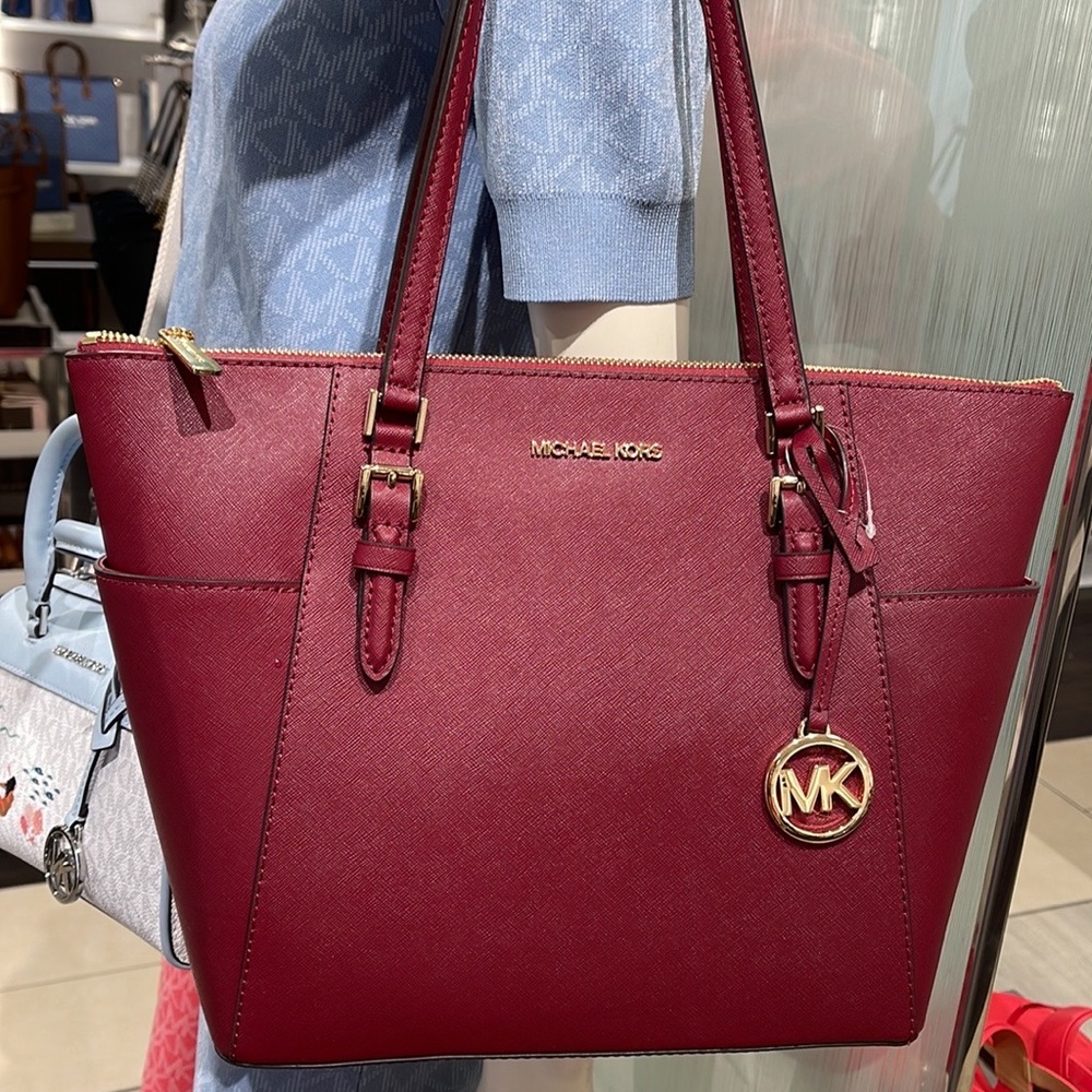 MICHAEL KORS Charlotte Large Leather Top-Zip Tote
Dark Cherry NWT - Picture 4 of 16